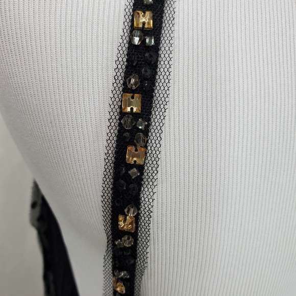 BCBG Max Azria Black Chiffon/ Tiered Ruffle Rhinestone Silk Gown Size 2 Prom - Picture 11 of 12